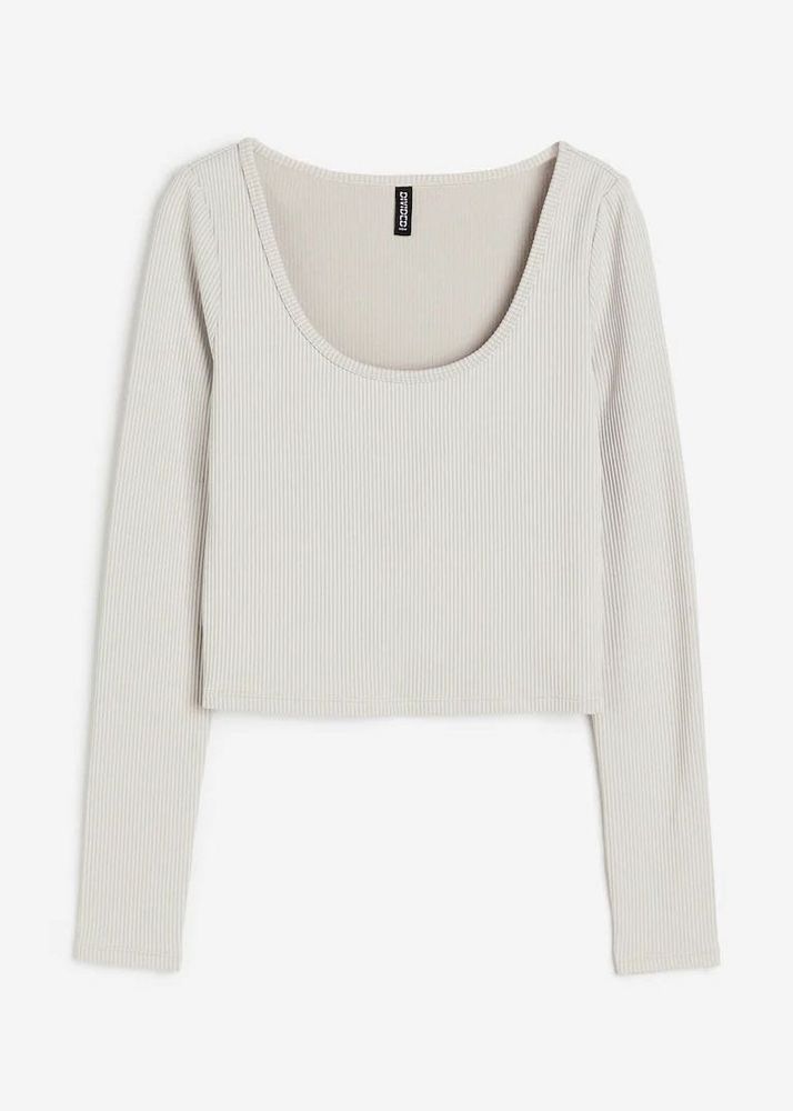 H&amp;M ribbed Long Sleeve Cropped Top