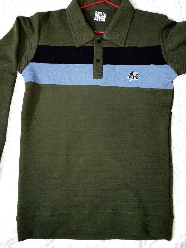 Dark Green polo full sleeves collar Shirt💚