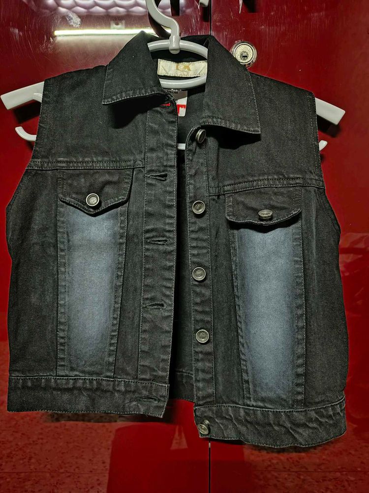 Black Denim Vest Jacket