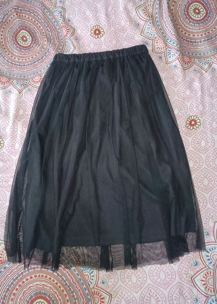 Black Net Skirt , Knee Length, Small Size