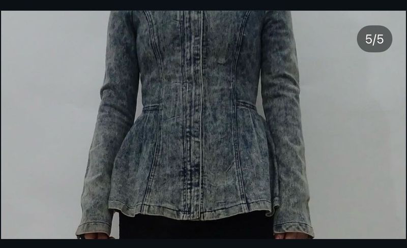 Washed Denim Peplum Jacket