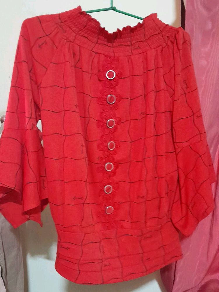 Off Shoulder Red Top