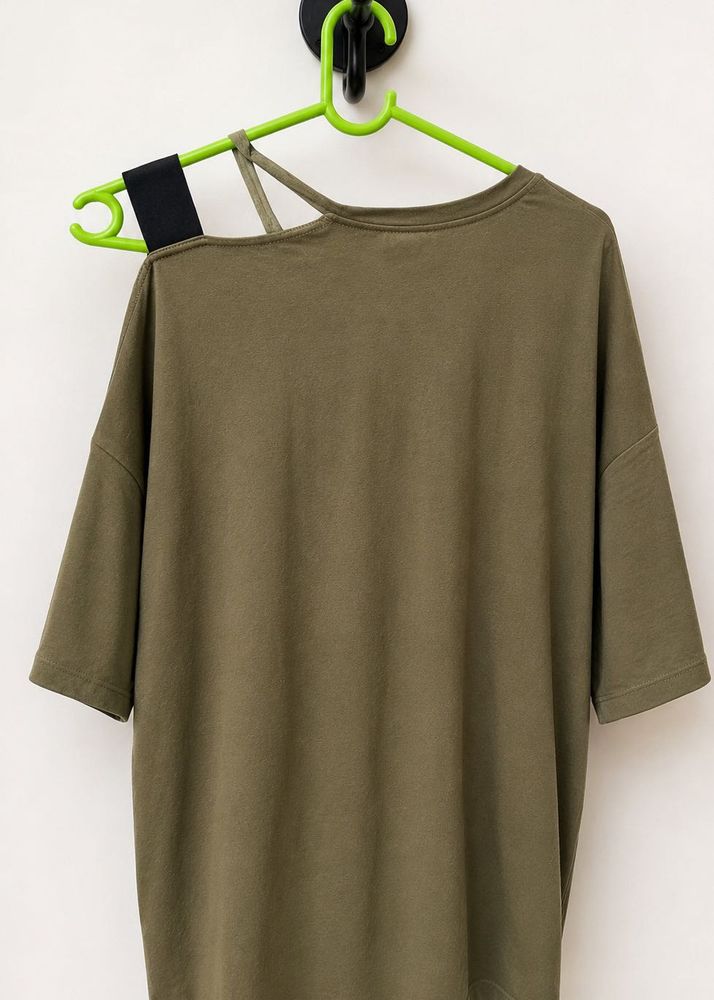 Olive Green One Shoulder T-Shirt