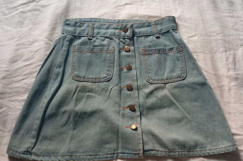 Light Wash Denim Button-Up Skirt (price drop)