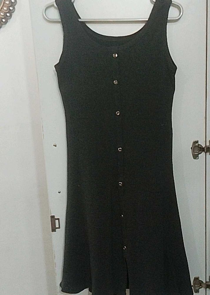 Sleeveless Button-Front Midi A line Dress