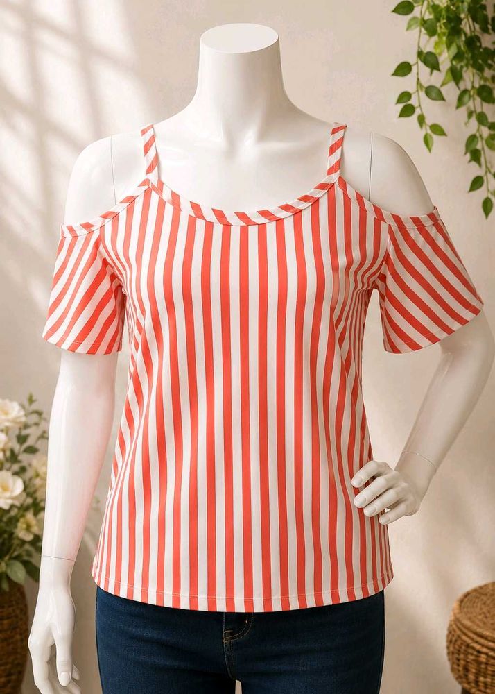 Women’s Stylish Striped Cold Shoulder Top | Casual