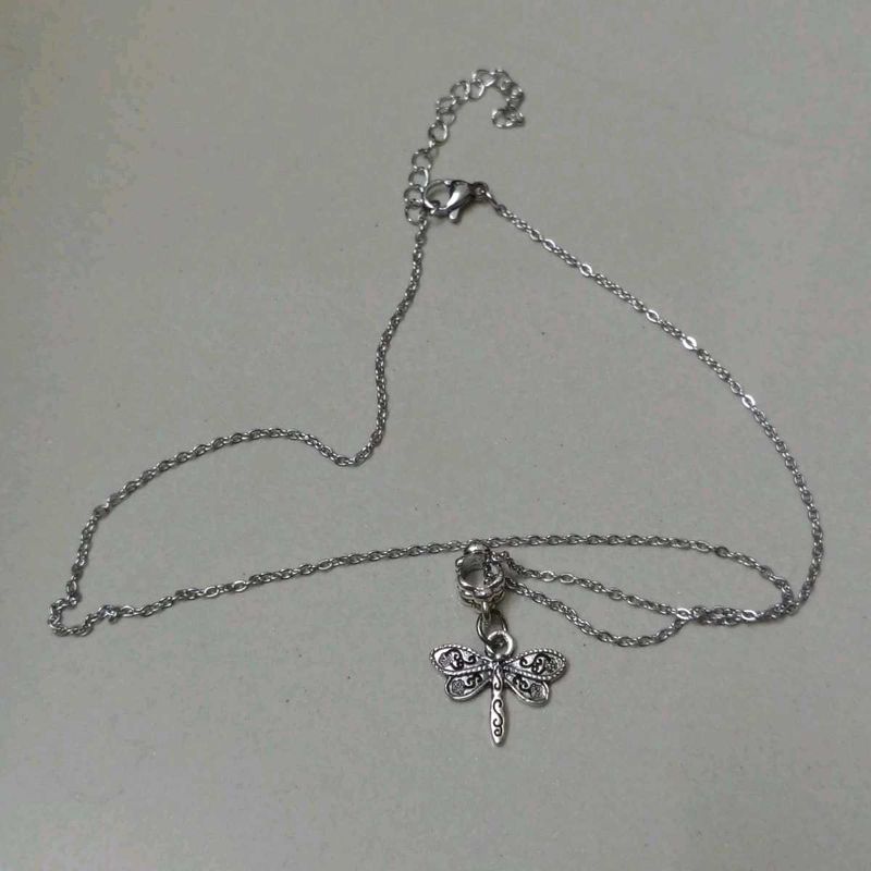 Silver Dragonfly Charm Necklace