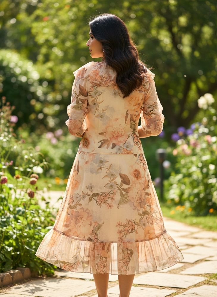 Floral Chiffon Midi Dress