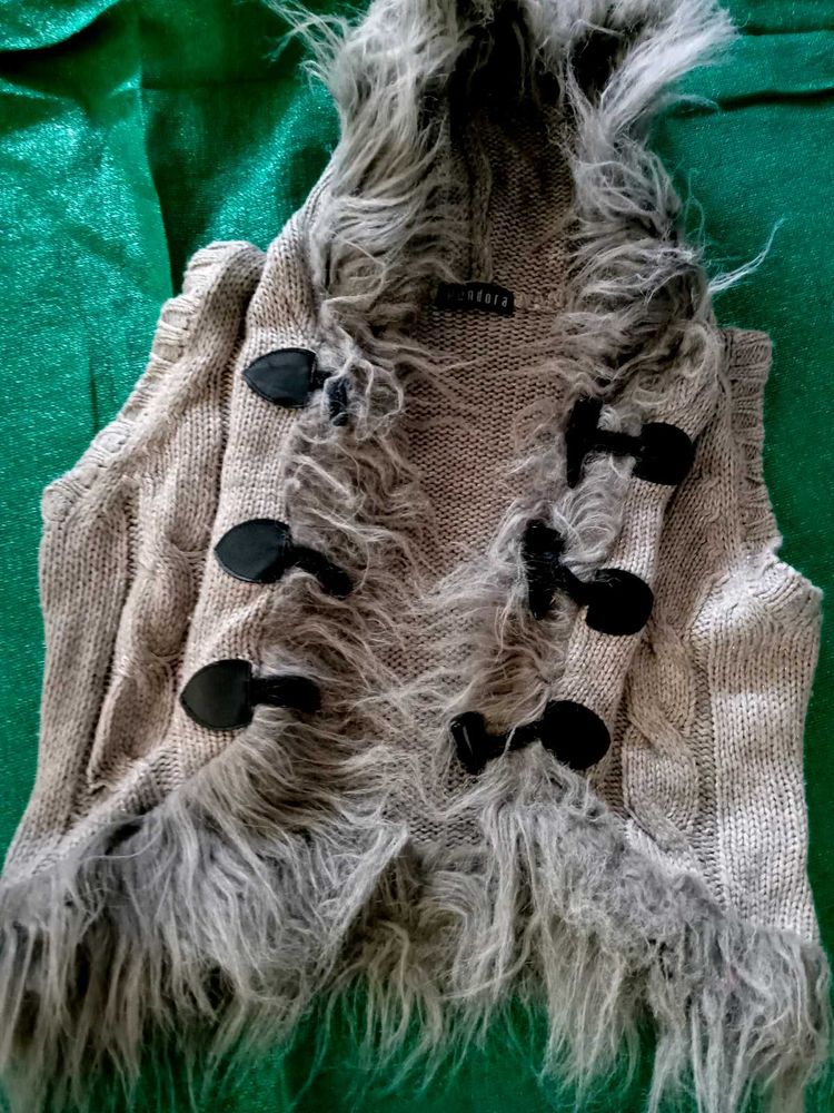 Cozy Faux Fur Trimmed Cardigan Vest