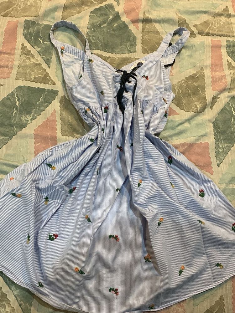 ZARA Blue Striped Mini Dress🦋