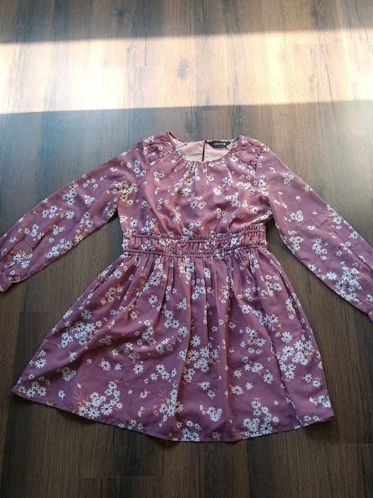 Chic Floral Print Midi Dress ( L size )