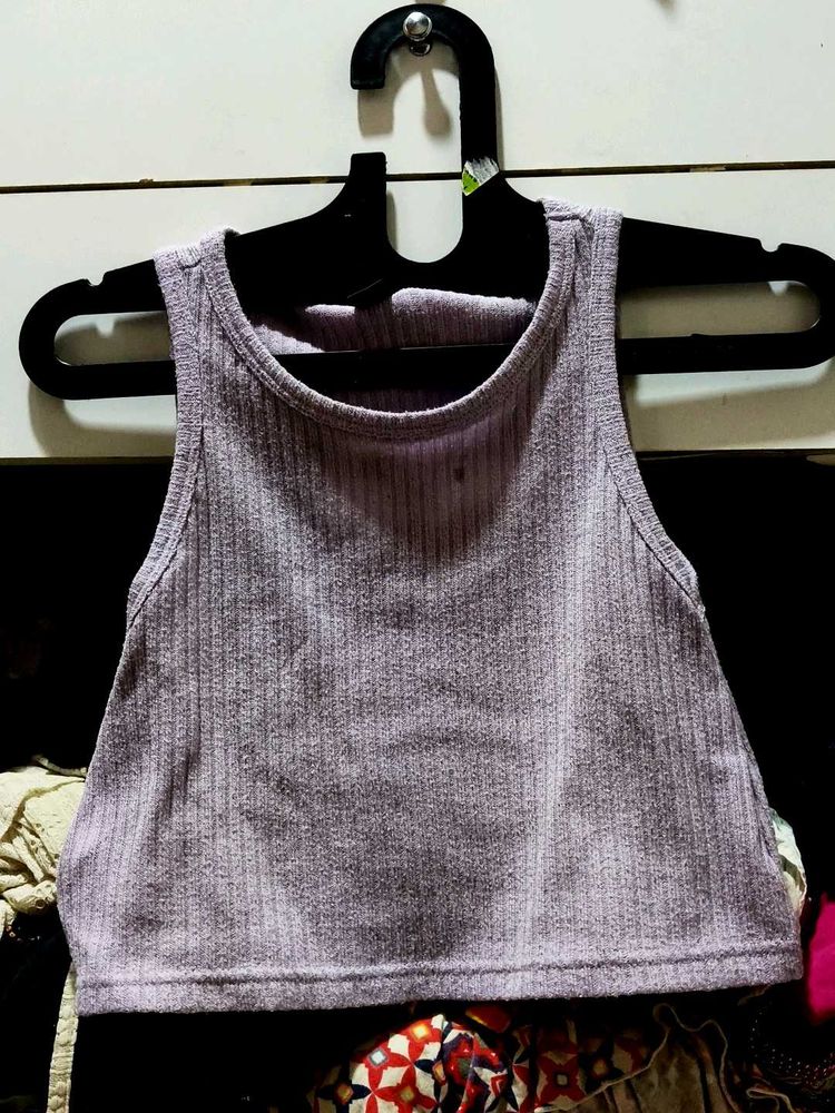 Ribbed Knit Sleeveless Crop Top