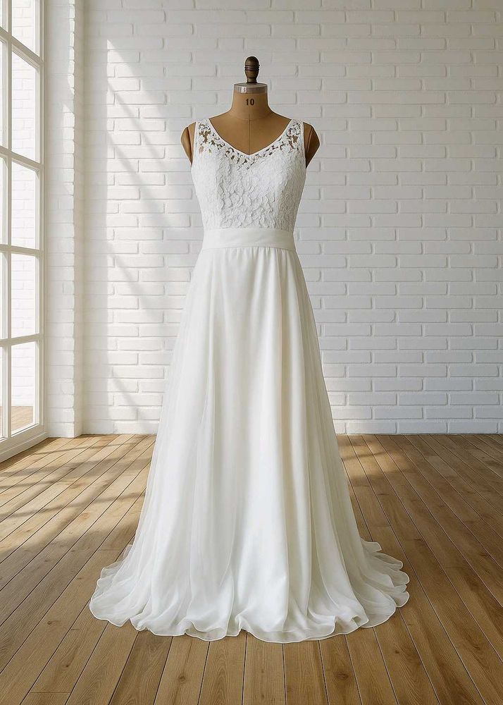 Elegant Lace &amp; Chiffon Gown