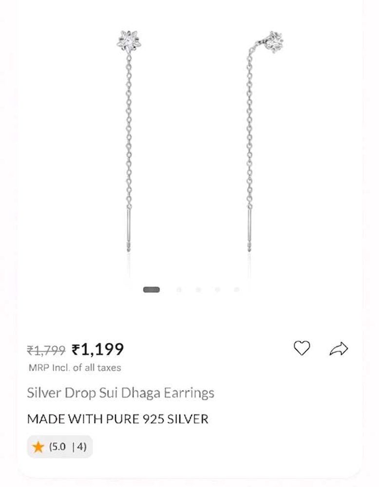 Silver Drop Sui Dhaga Earrings