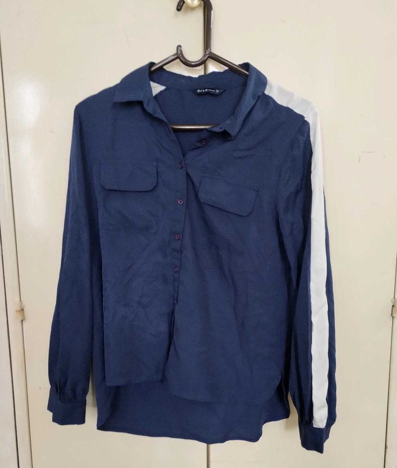 Stylish Navy Blue Button-Up Shirt