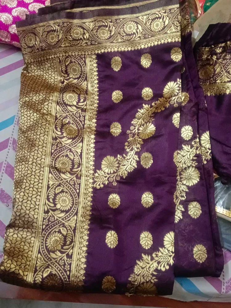 Elegant Purple Banarasi Silk Saree