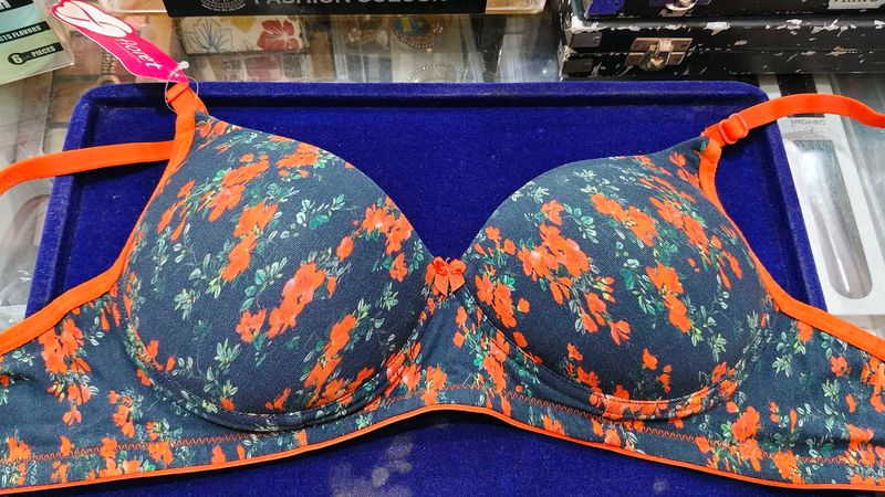 Chic Floral Print Bra with changeable strap