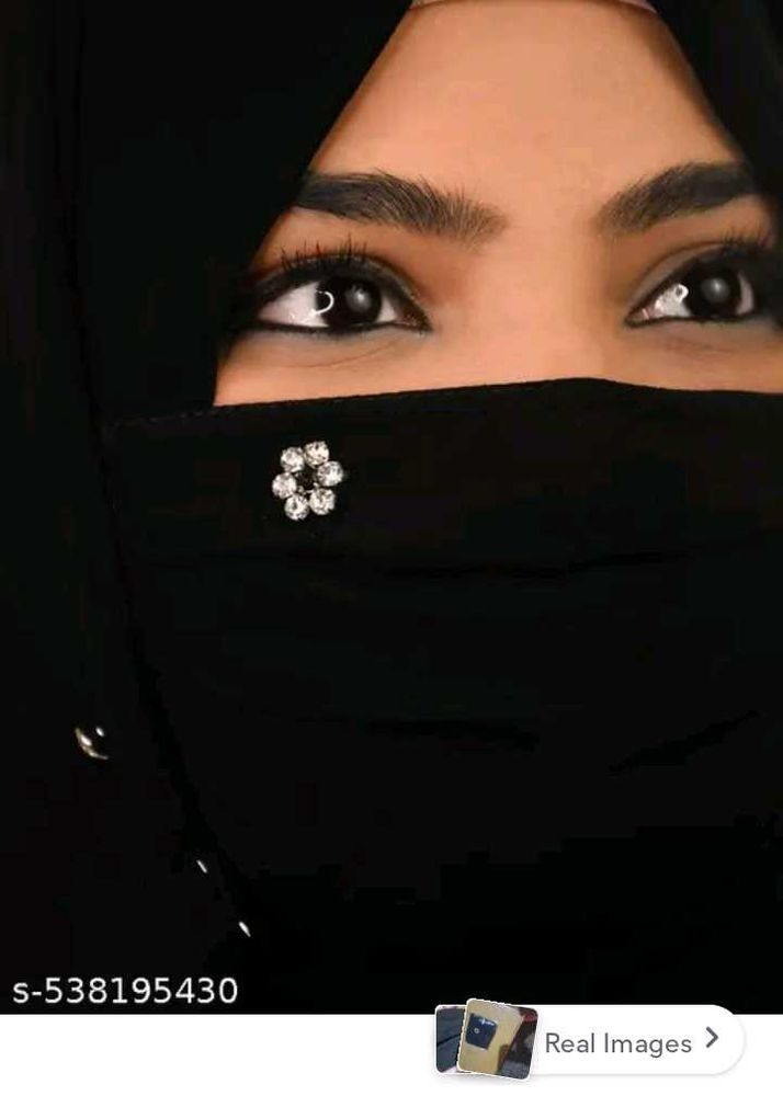 Elegant Black Hijab mask with Rhinestone Brooch