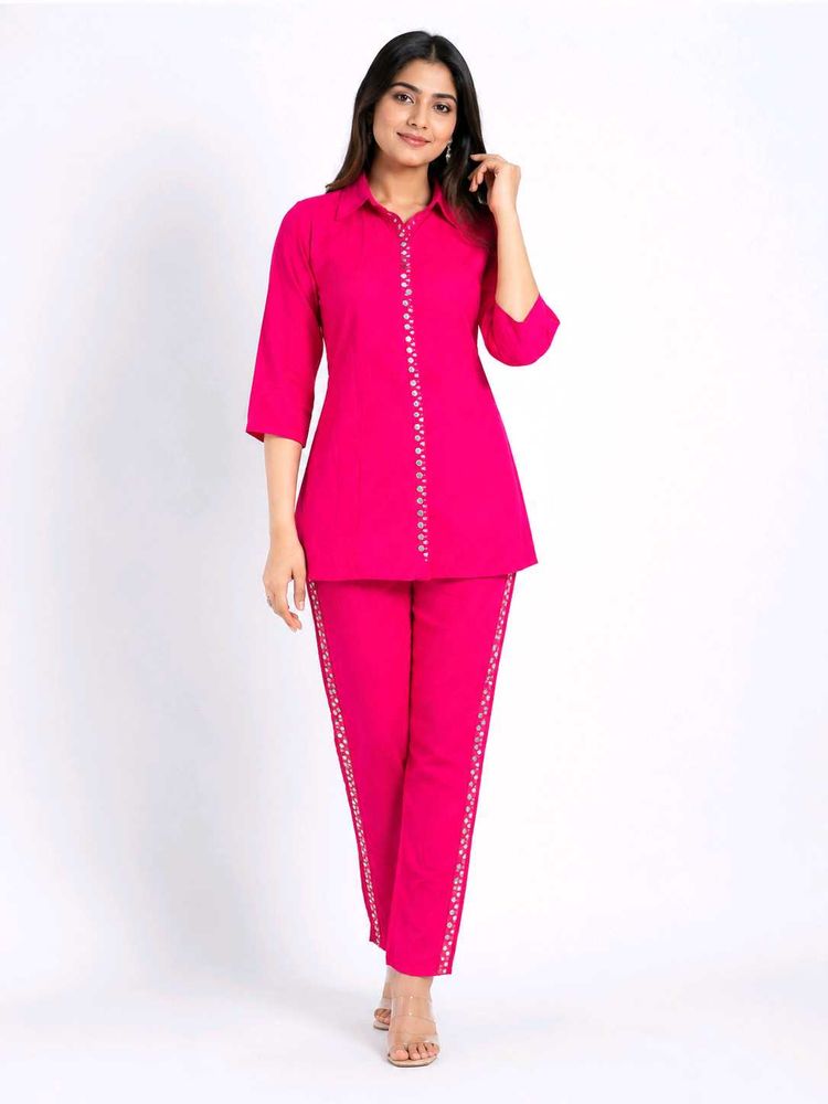 Vibrant Pink Kurta Set with Trousers