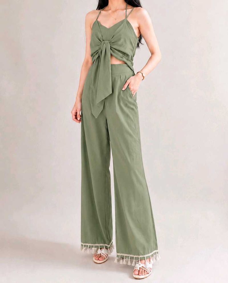 Stylish Olive Green Co-ord Set( bluish in real)