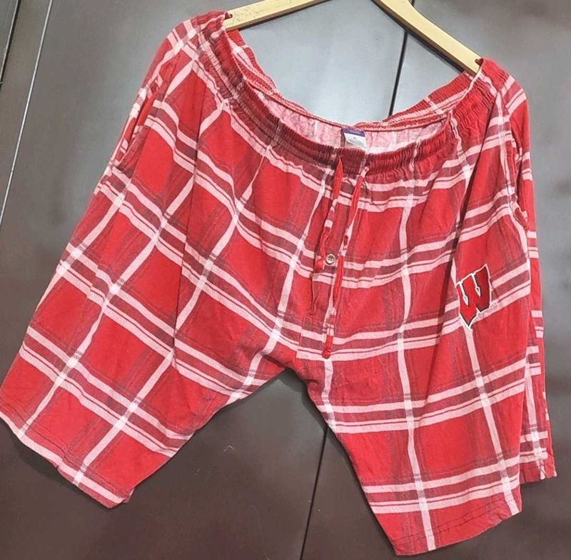 Red Check Printed Shorts For Boy &amp; Men 36 Waist