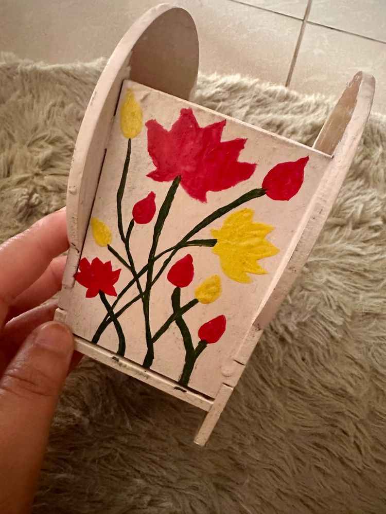 Hand-Painted Floral Wooden multipurpose Holder