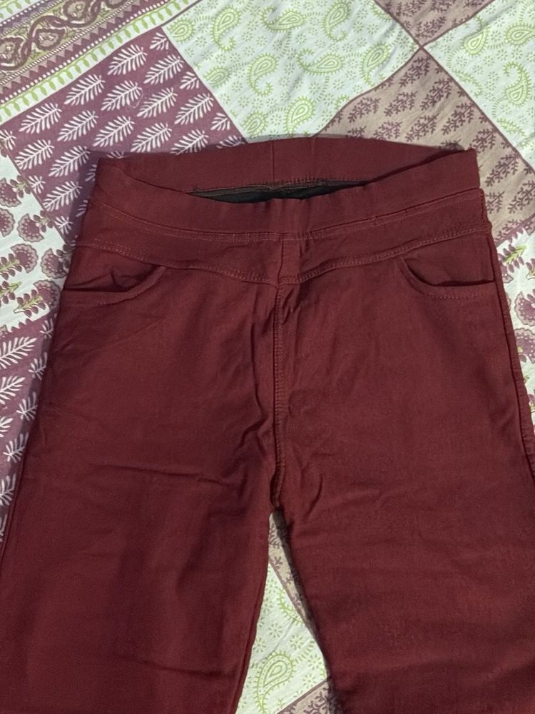 Comfortable Winter Burgundy Jeggings