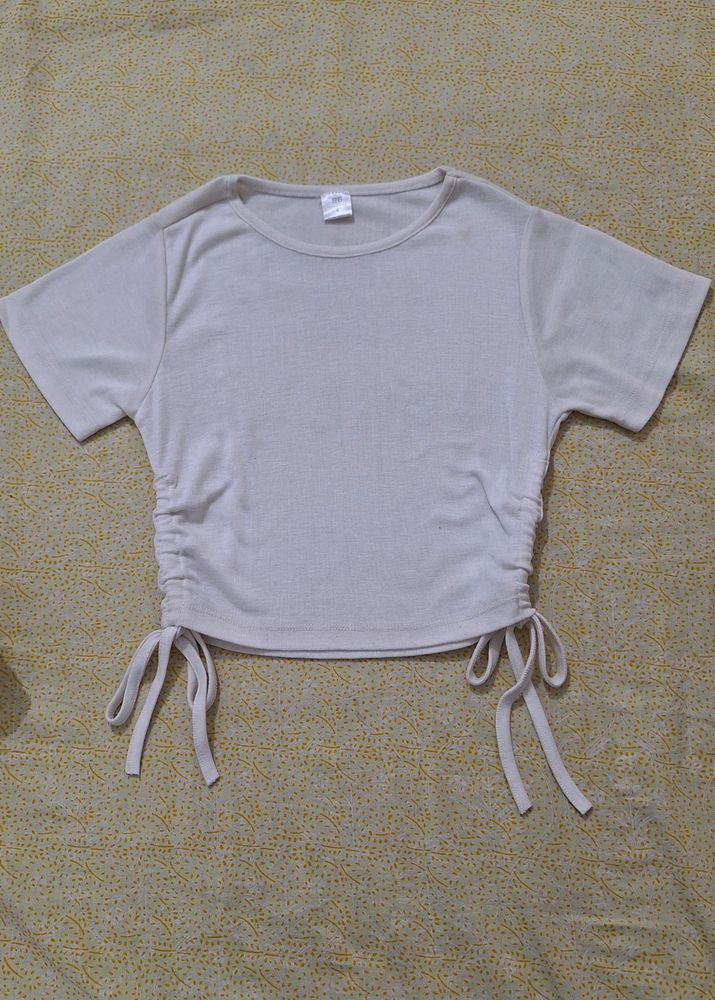 Ruched Drawstring Crop Top