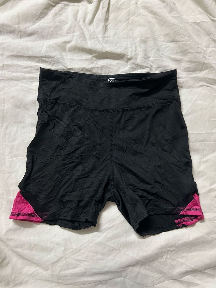 Black Athletic Shorts with Pink Accents