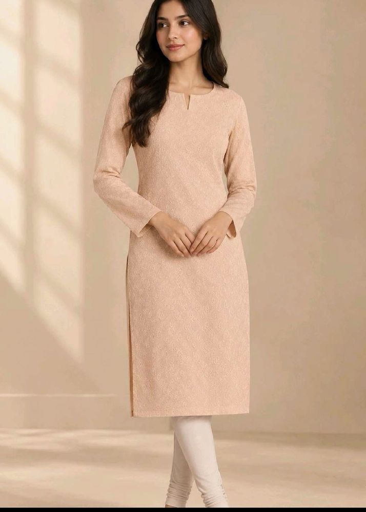Elegant Peach Textured Kurta