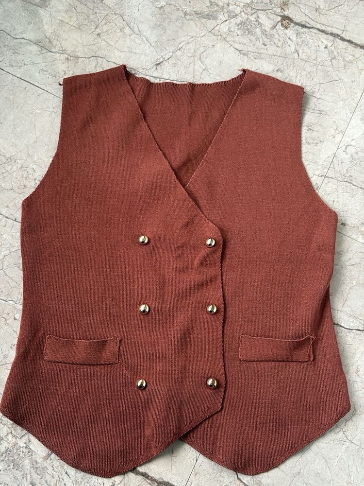 Double-Breasted Knit Vest