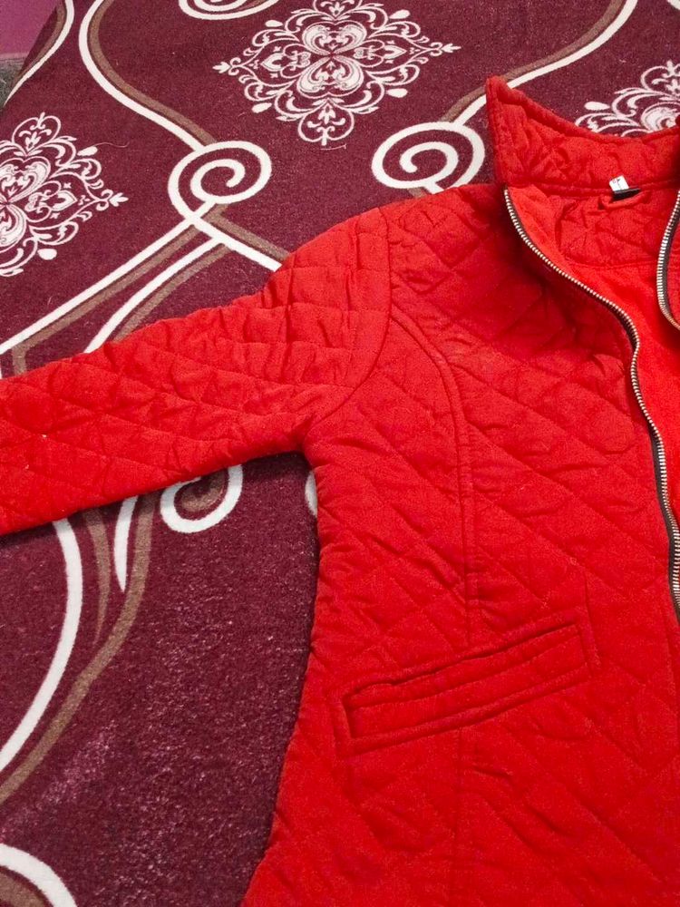 Red Quilted Jacket With 🎁Freebie