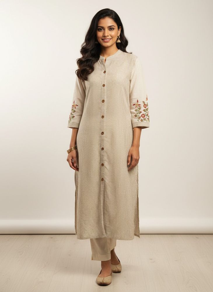 Striped Embroidered Kurta