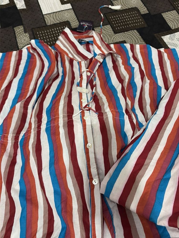 Vibrant Striped Button-Up Shirt