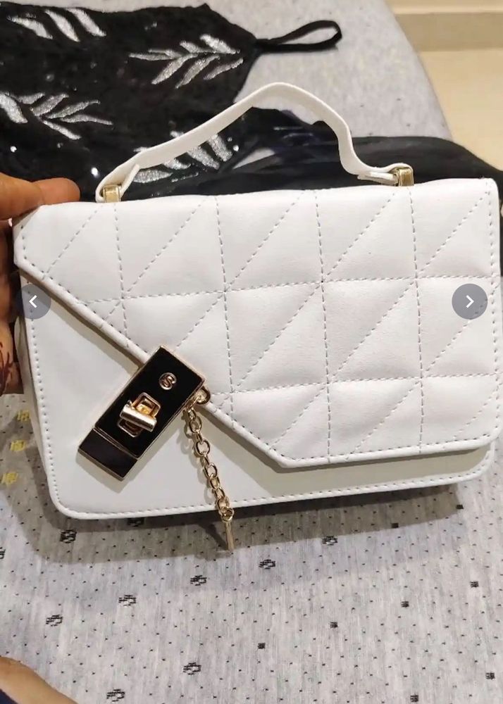 Chic Quilted White Clutch