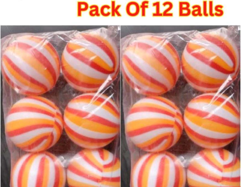12 Pack Striped Bouncy Balls