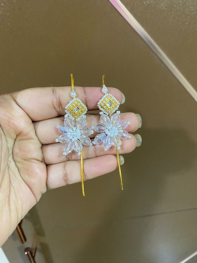 Beautiful Beaded Flower Dangle Earrings