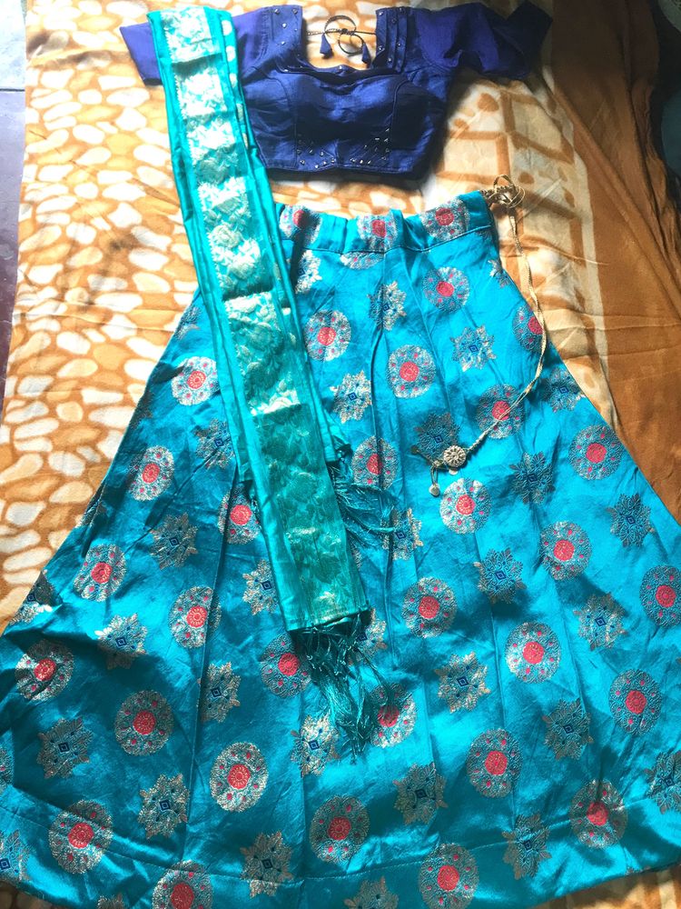Teal Lehenga With Padded Choli