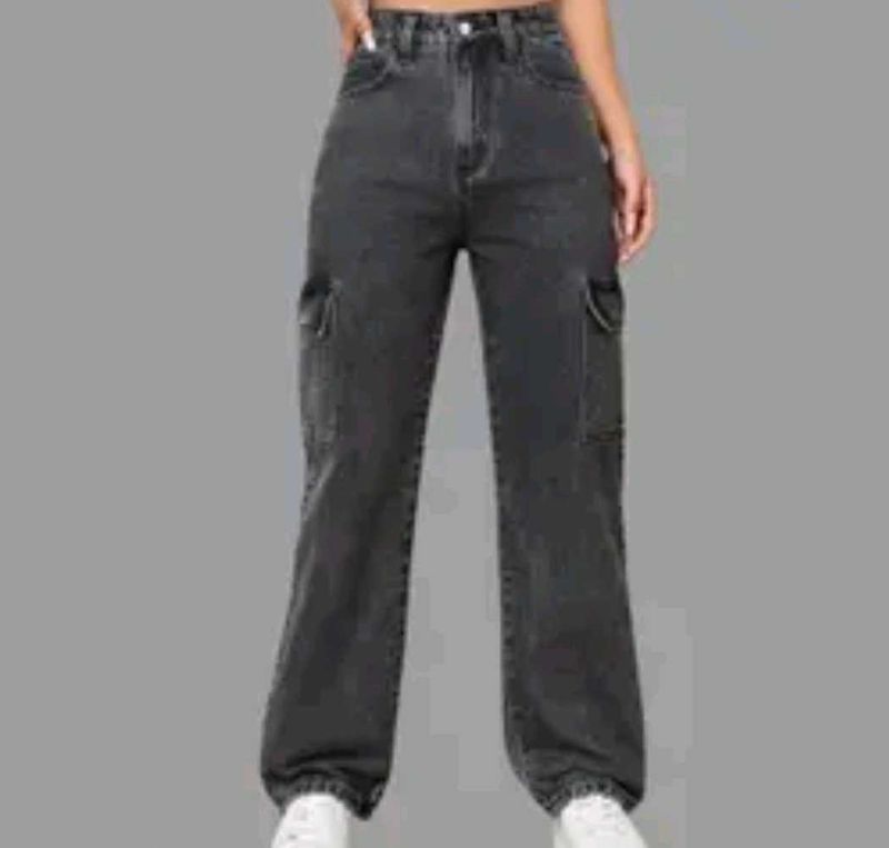 Stylish Grey Cargo Jeans