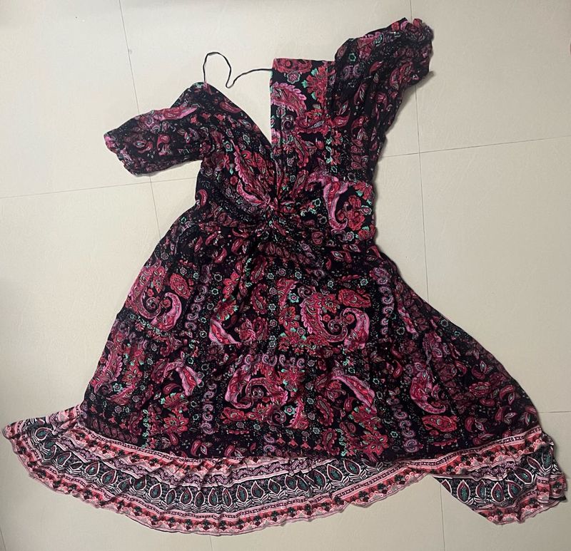 Bohemian Paisley Print Mini Dress