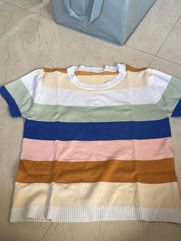 Striped Multicolor Casual T-shirt