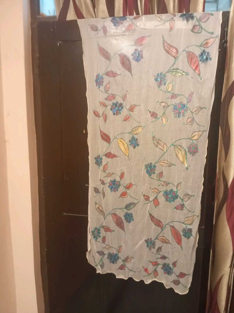 Hand-Painted Floral Dupatta
