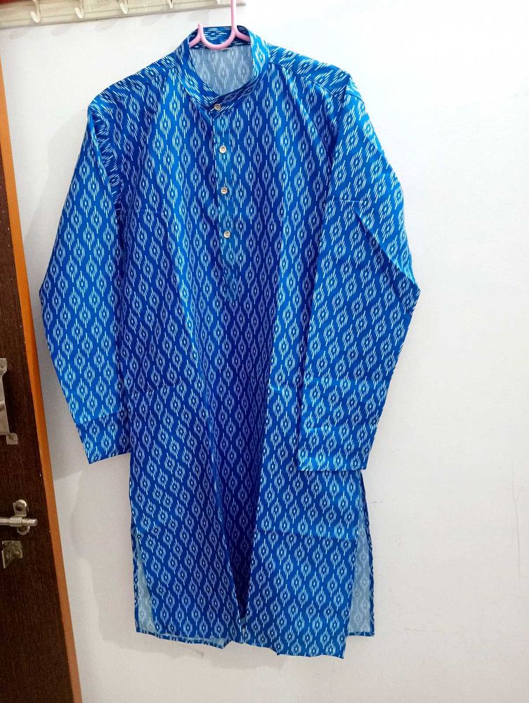 NEW MEN'S BLUE PRINTED KURTA