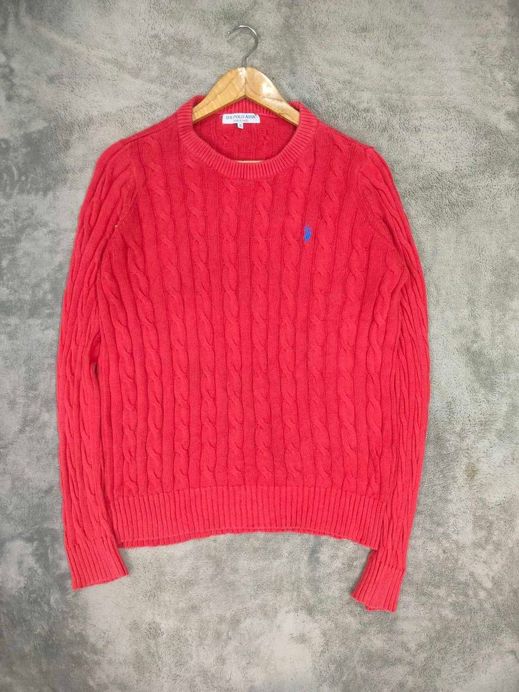 Us polo Cable Knit Crew Neck Sweater