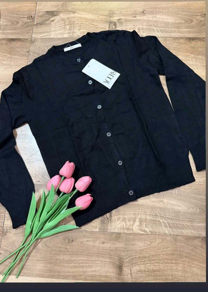 Classic Black Button-Up Cardigan