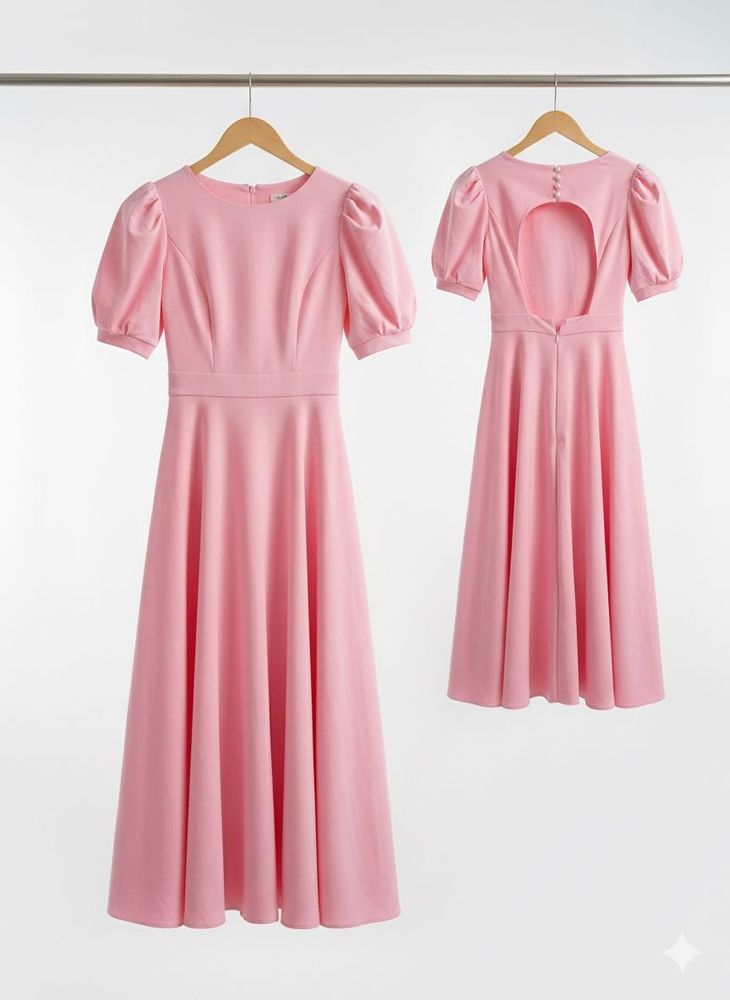 Chic Pink Midi Dress with Back Cutout