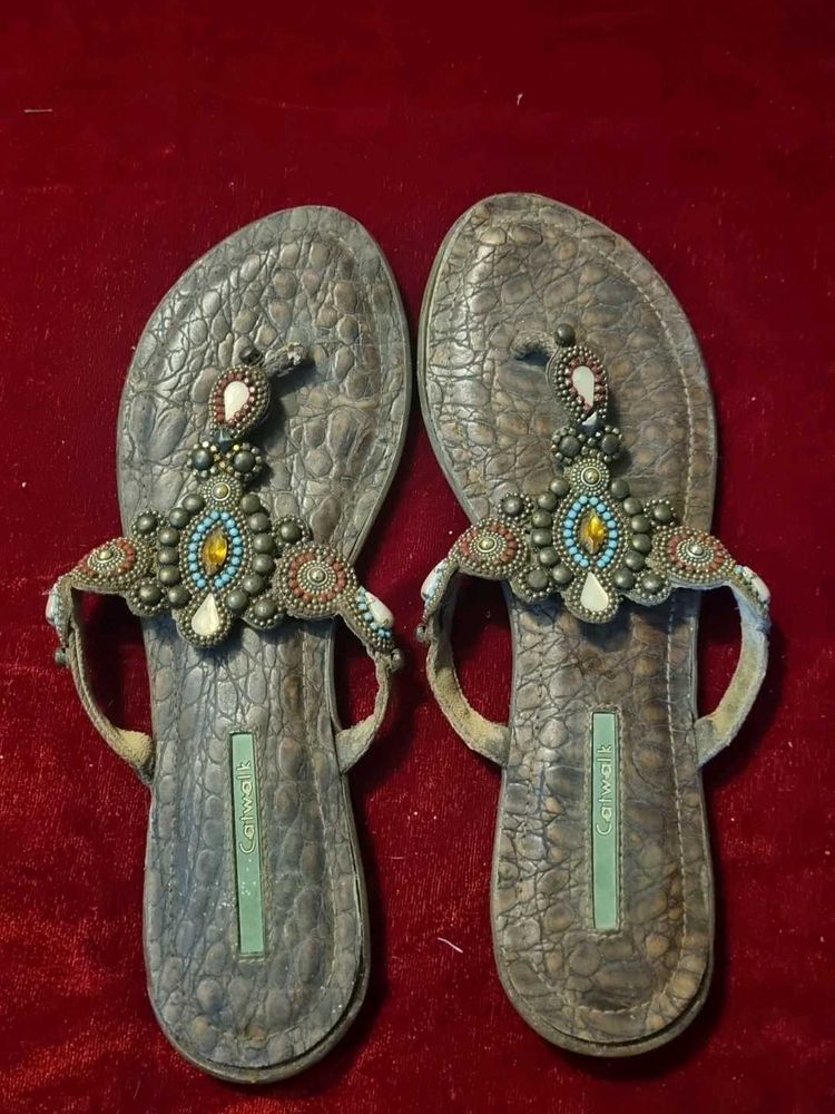 Beaded Flat Sandals