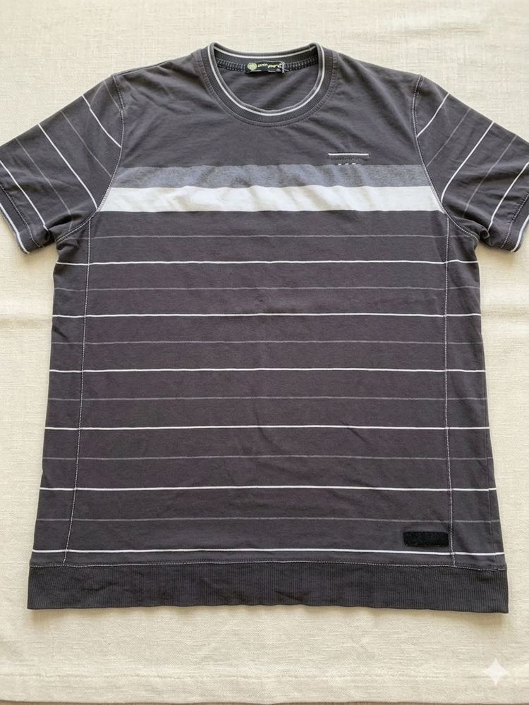 Charcoal Gray Multi-Stripe Crewneck T-Shirt