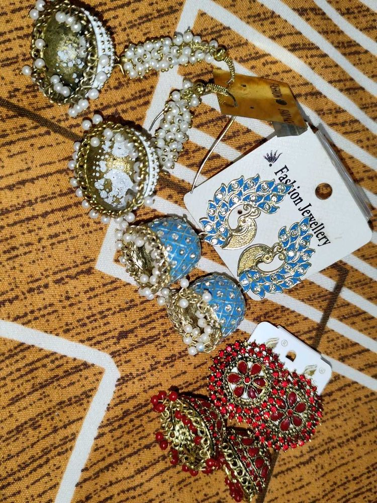 3 Jhumka Earrings Combo
