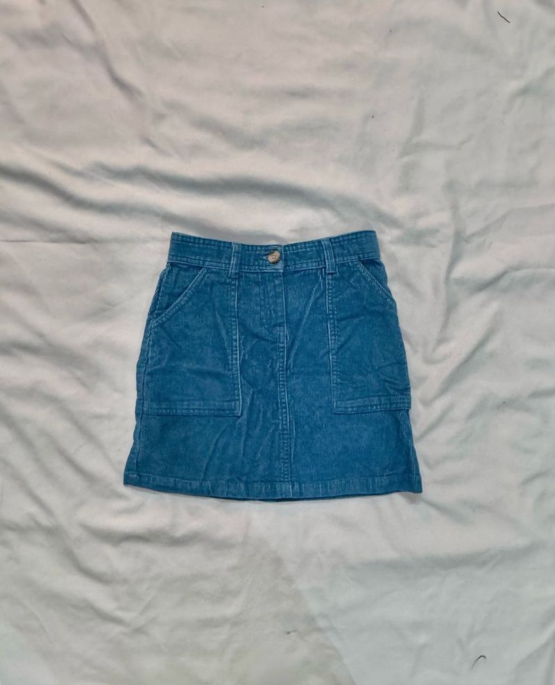 Blue Corduroy Mini Skirt